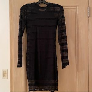 Black long sleeve mini lace dress